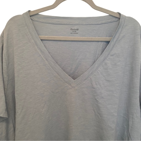 Madewell Whisper Cotton V-Neck T-Shirt in Terrace Blue Size 4X New With Tags - Picture 4 of 7